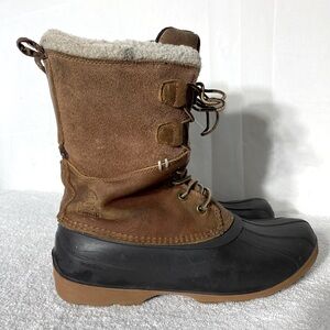 Kamik Brown Suede W Rubber Feet Simona Lace Up Winter Duck Boots 8